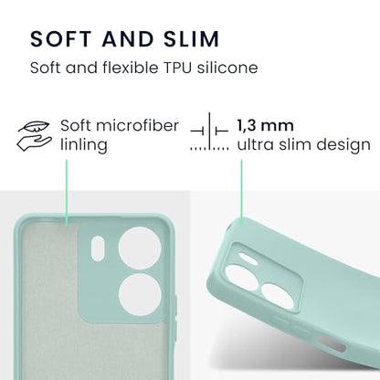 kwmobile Case Compatible with Xiaomi Poco C65 / Redmi 13C Case - Protective Slim TPU Cover with Soft Matte Finish - Cool Mint - color: Cool Mint