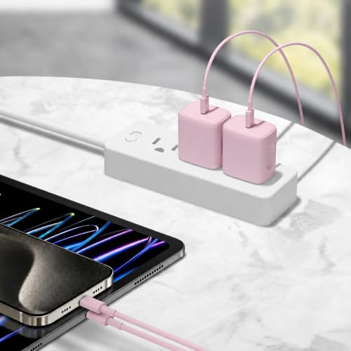 iPhone 17 16 15 Charger Fast Charging 10FT - 20W USB C Charger Block - color: Pink, size: 10FT