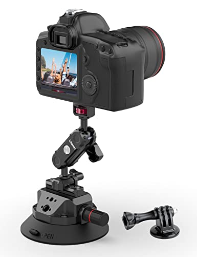 Ulanzi SC-02 Heavy-Duty Suction Cup Mount for Camera/Accessory (4.5"), Pump-actived Vacuum Camera Suction Cup Mount for Action Cameras w Quick Release NATO Magic Arm Car Boat Windshield Window Mount - color: SC-02