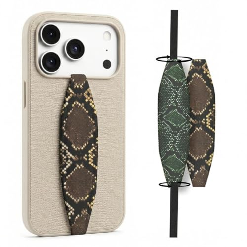 Switchbands Animal Phone Grip Strap 2 Pack – Reversible Elastic Strap, Adhesive-Free, Ergonomic Hand Support, Drop Protection, Wireless Charging Compatible, Universal – Brown & Green Snake Skin - color: Brown & Green Snake Skin, size: Pack of 2