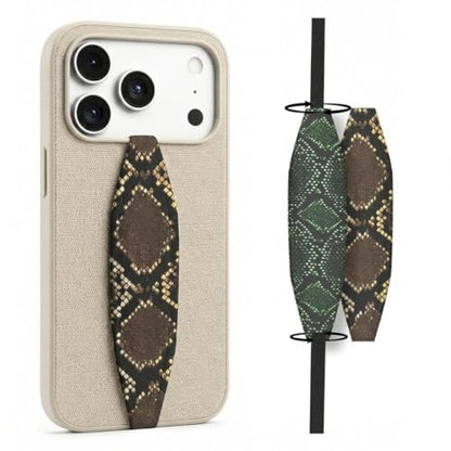 Switchbands Animal Phone Grip Strap 2 Pack – Reversible Elastic Strap, Adhesive-Free, Ergonomic Hand Support, Drop Protection, Wireless Charging Compatible, Universal – Brown & Green Snake Skin - color: Brown & Green Snake Skin, size: Pack of 2