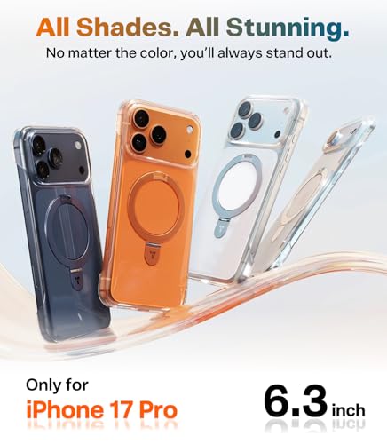 TORRAS Ostand Ultra Slim for iPhone 17 Pro Case Clear 6.3'', [Non Yellowing] Magnetic Stand [Fit for MagSafe], Frameless with Thin Minimalist Case for iPhone 17 Pro Phone Case, Hard, Transparent - size: iPhone 17 Pro