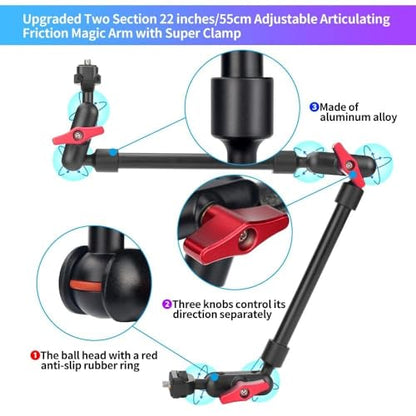 22" Articulating Magic Arm Camera Mount, Desk Clamp Overhead Mount