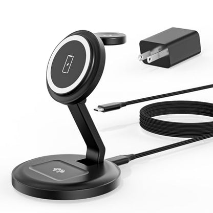 Charging Station for Apple Magsafe Wireless Charger iPhone Charging Station - color: Black, size: 1Pack