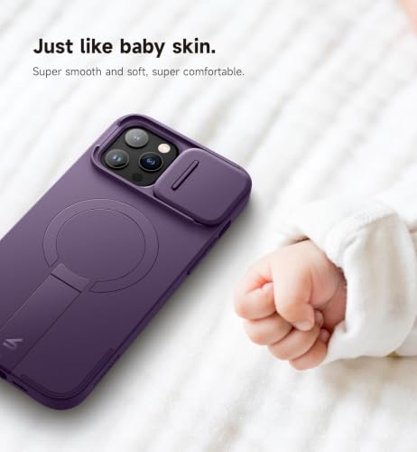 SURITCH for iPhone 13 Pro Max/12 Pro Max Case with Magnetic Camera Slide Cover and Adjustable Kickstand, Compatible with MagSafe, Shockproof Bumper Case Slim Protective Cover 6.7 Inch, Dark Purple - color: Dark Purple, size: IPhone 13 Pro Max/12 Pro Max-6
