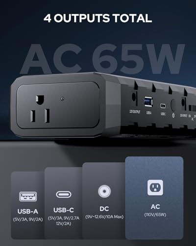Apowking Portable Power Bank with AC Outlet, 65W Portable Laptop Charger - color: Black
