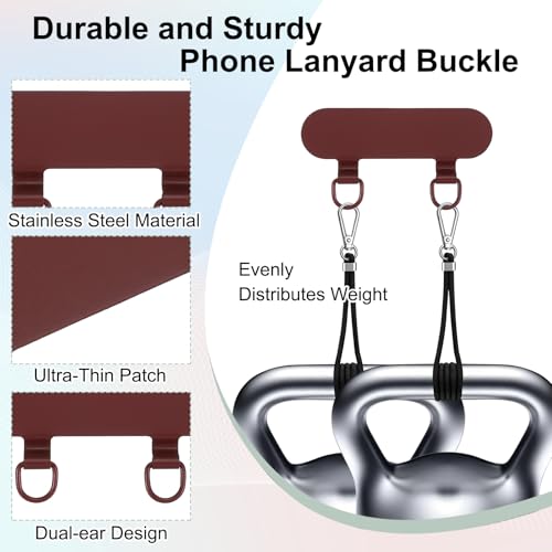 uxcell Double Ear Stainless Steel Clip Phone Lanyard Tab Ultra-Thin Phone - color: Burgundy