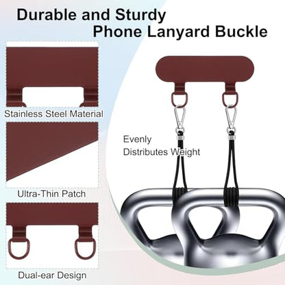 uxcell Double Ear Stainless Steel Clip Phone Lanyard Tab Ultra-Thin Phone - color: Burgundy