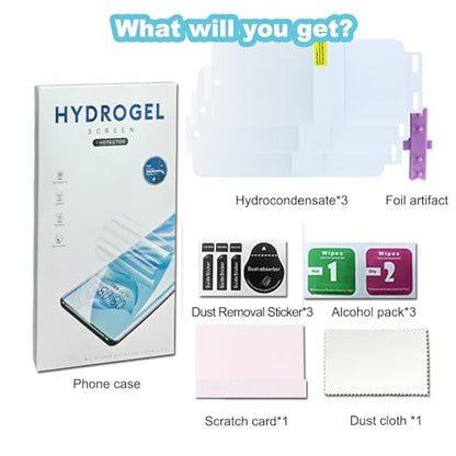Hydrogel Film Screen Protector for Motorola Edge 50 Ultra -3 Pieces Transparent Soft TPU Protective Film (Anti fingerprint) [Clear HD] [High Sensitivity] [Curved full screen]Gift of auxiliary locator