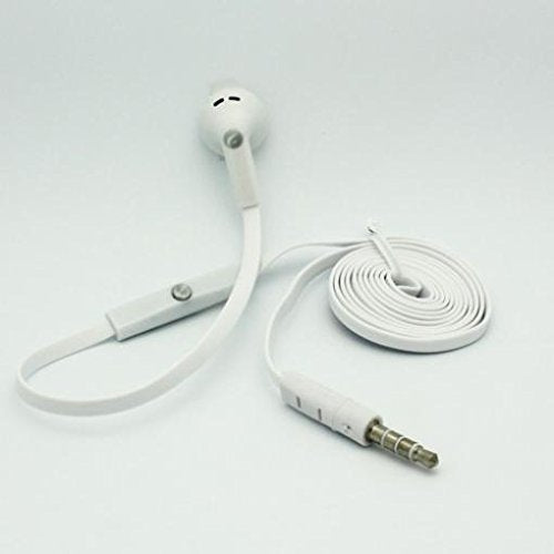 Mono Headset Wired Earphone Single Earbud 3.5mm Headphone Flat White Compatible with GreatCall Jitterbug Flip