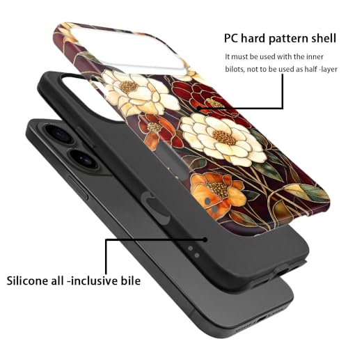 Compatible with iPhone 17 Pro Max,Anti-Scratch Glossy Case Cover,Stained Glass Flower 04 - color: Stained Glass Flower 04, size: IPhone 17 Pro Max