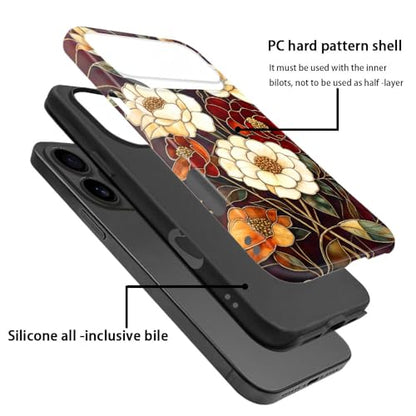 Compatible with iPhone 17 Pro Max,Anti-Scratch Glossy Case Cover,Stained Glass Flower 04 - color: Stained Glass Flower 04, size: IPhone 17 Pro Max
