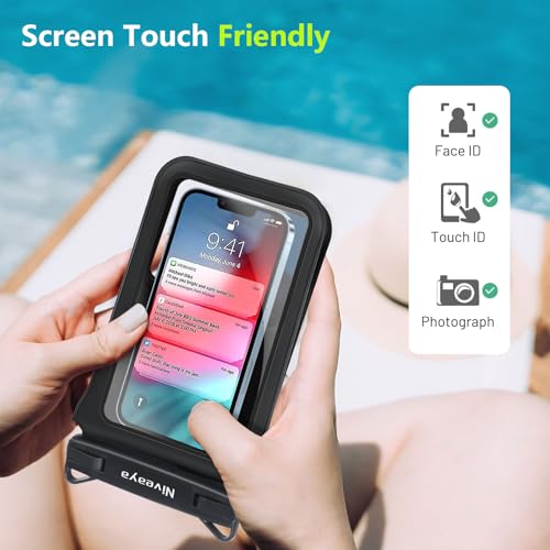 Niveaya Double Space Waterproof Phone Pouch - 2 Pack, Waterproof Phone Lanyard Case with iPhone 17/16/15/14/13 Pro Max up to 8.3", Phone Dry Bags for Vacation Beach Pool Kayak Cruise Travel Essentials - color: Clear+ Clear, size: Medium 8.3"
