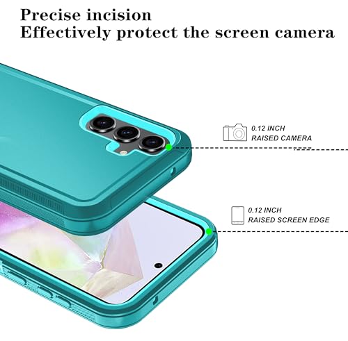 Qinmay Phone Case for Samsung Galaxy A37 5G Case with HD Screen Protector, Heavy Duty Shockproof & Dropproof 3-Layer Cover Phone Case for Galaxy A37,LakeSkyBlue - color: LakeSkyBlue