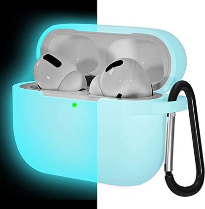Lerobo for AirPod Pro Case, Silicone Cover with Keychain, Nightglow Blue - color: Nightglow Blue