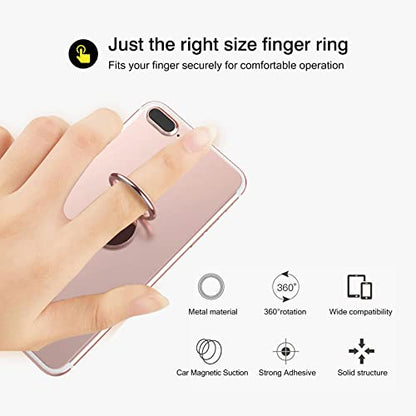[2 Pack] Small Round Sparkling Cell Phone Ring Holder Stand,360 Degree Rotation and 180 Degree Adjustable Finger Ring Kickstand with Polished Metal Phone Grip (Gold)
