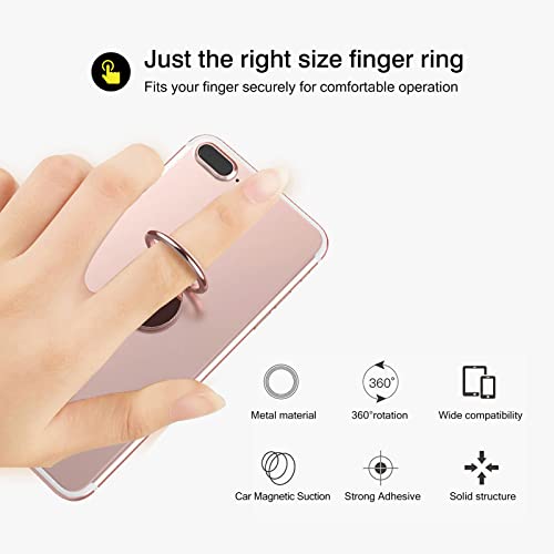 [2 Pack] Small Round Sparkling Cell Phone Ring Holder Stand,360 Degree Rotation and 180 Degree Adjustable Finger Ring Kickstand with Polished Metal Phone Grip (Black)