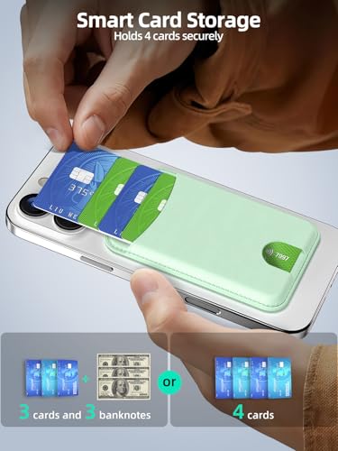 Miroddi for MagSafe Wallet, 4 Cards Holder, Stronger Magnetic Phone Wallet - color: Green