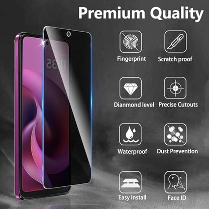 3 Pack Privacy Screen Protector Designed for Motorola Moto G 2026,Full Coverage Anti-Spy Tempered Glass Film,9H Hardness,Anti-Fingerprint,Bubble Free,Easy to Install - size: Moto G 5G 2026 FK3