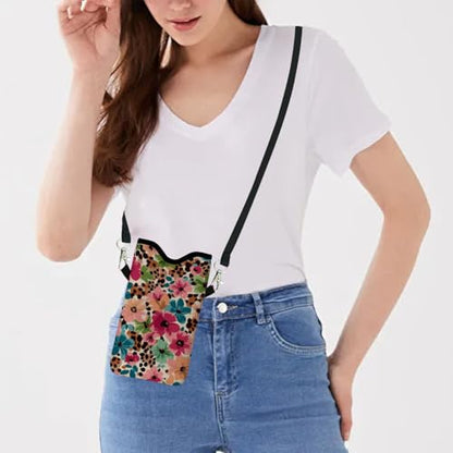 Neoprene Cell Phone Sleeve Pouch Case Bag with Crossbody Strap Neck Lanyard for Women 7.1 X 3.9 in Floral Pattern - color: Floral Pattern