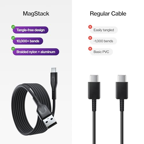 Statik MagStack USB A to USB C Coiling Magnetic Charging Cable, 27W - color: Black, size: 6ft, style: USB-A to USB-C