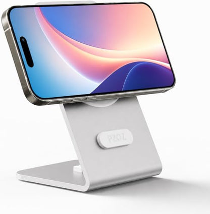 pzoz Magnetic Charger Stand for Apple MagSafe & Qi2 Charger, Aluminum Alloy Charging Dock with Cable Management for iPhone 17/16/15/14/13/12 Series, Standby Mode Desk Holder