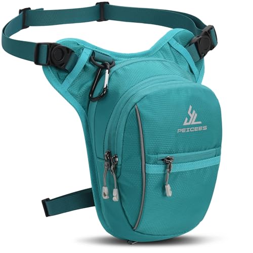 Peicees Motorcycle Leg Bag for Men Womens Thigh Bag, Expandable - color: Lake Blue