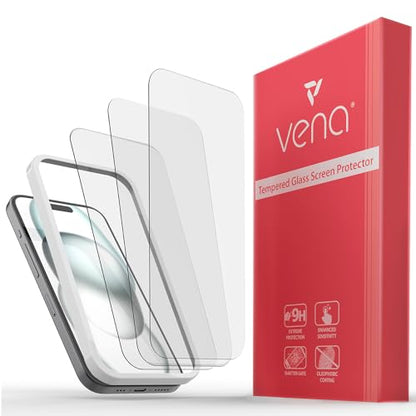 VENA for iPhone 15 Tempered Glass Screen Protector - 3 Pack - color: Ultra Clear