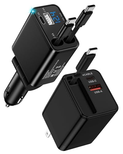 Retractable Car Charger USB-C for Samsung Galaxy S26 Ultra S26+ S25 S24 - color: Black