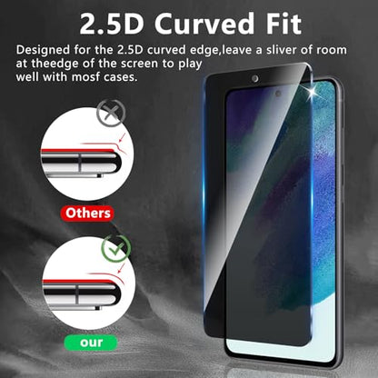 3+3 Pack Privacy Screen Protector Designed for Samsung Galaxy S21 FE With 3 Pack Camera Lens Protector,Full Coverage Anti-Spy Tempered Glass Film,9H Hardness,Bubble Free,Easy to Install - color: Galaxy S21 FE FK33