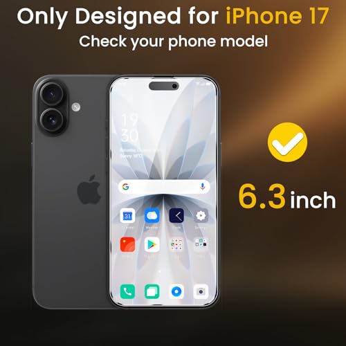 Romkasi 3 Pack Privacy Screen Protector for iPhone 17 6.3 Inch with 3 Pack Camera Lens Protector, Anti Spy Tempered Glass Film, Anti-Scratch, Touch Sensitive, Case Friendly - color: iPhone 17
