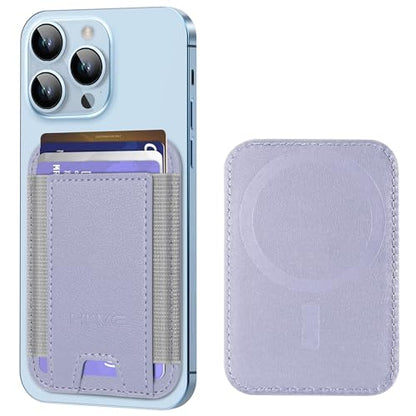 HiWe for MagSafe Wallet, 7 Cards Holder for Phone Case, RFID Blocking - color: Lilac Wallet - Grey Band