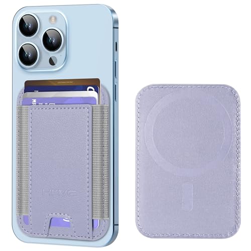HiWe for MagSafe Wallet, 7 Cards Holder for Phone Case, RFID Blocking - color: Lilac Wallet - Grey Band