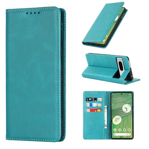Case for Google Pixel 7 - Stand Holder, Magnetic Closure, Sky Blue | Premium PU Leather, Flip Folio Purse Case, with Card Slot, Stand Holder,Magnetic Closure, TPU Shockproof Protective Case - color: Magnetic Wallet - Sky Blue