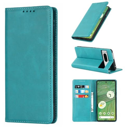Case for Google Pixel 7 - Stand Holder, Magnetic Closure, Sky Blue | Premium PU Leather, Flip Folio Purse Case, with Card Slot, Stand Holder,Magnetic Closure, TPU Shockproof Protective Case - color: Magnetic Wallet - Sky Blue