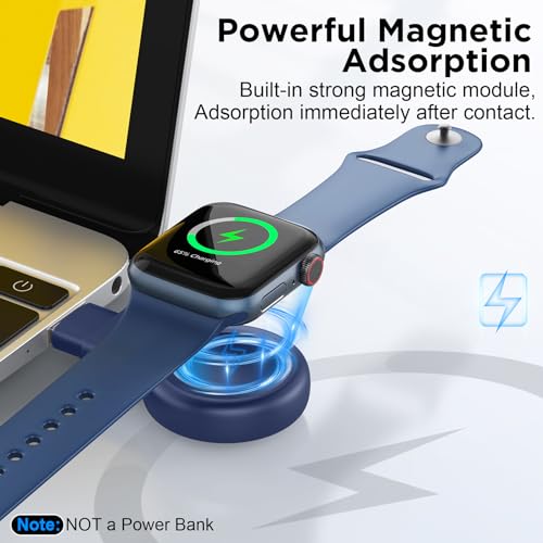 for Apple Watch Charger, Dual-Port Magnetic Portable iWatch Charger - color: B-Sea Blue