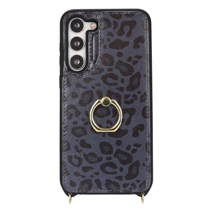 Lipvina for Samsung Galaxy S23 Plus Case with Card Holder and Strap for Women,Crossbody Lanyard,Ring Stand,Snap Clasp,Cute Phone Wallet Cases 6.6 inch(Black Leopard) | Cute Crossbody Lanyard Wallet,4 Card Holder,RFID Blocking,and a 360° Ring Kickstand.Lig