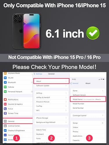 GIGIKISS 2 Pack Privacy Screen Protector for iPhone 16/15 - size: for iPhone 16 6.1 inch - Black