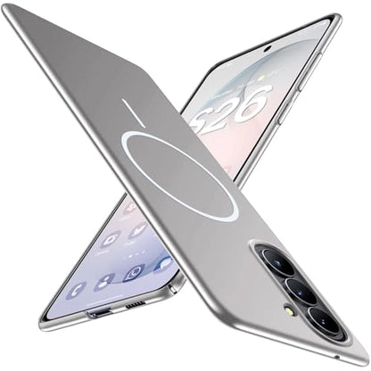 Ultra Thin Case for Samsung Galaxy S26, Silky Touch Anti-Fingerprint, Slim Hard PC Matte Cover Compatible with Mag-Safe Anti-Scratch Shockproof Protective Cases for Samsung S26 5G (Silver) - color: Silver