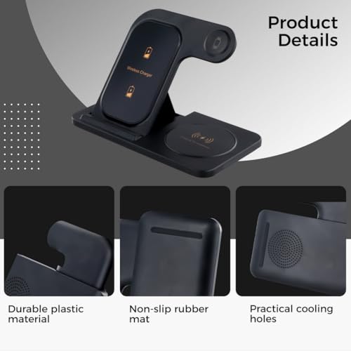 3-in-1 Wireless Charger for Phone, Watch, and Earbuds, 15W Fast Charging Station with Foldable Design for Multi-Device Convenience