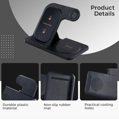 15W Fast Wireless Charging Dock, 3 In 1 Stand For Phone, Smartwatch, And Earbuds, Foldable Portable Charger For Multiple Gadgets