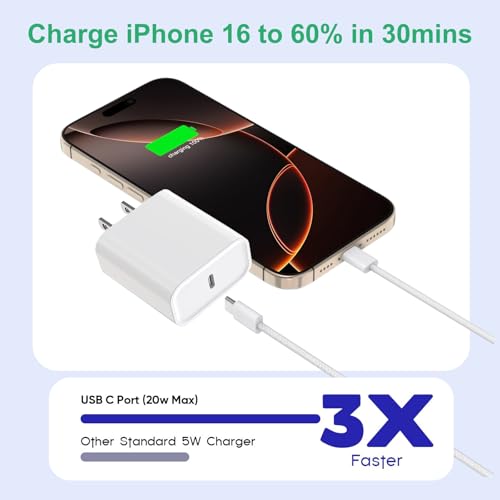 iPhone 17 16 15 Charger Fast Charging,3Pack 20W Fast Charging USB C Charger - color: Woven, size: 3Pack 10FT