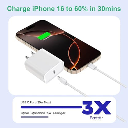 iPhone 17 16 15 Charger Fast Charging,3Pack 20W Fast Charging USB C Charger - color: Woven, size: 3Pack 10FT