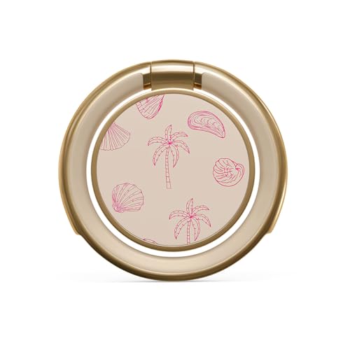 BURGA Cell Phone Ring, Holder Grip and Stand - Finger Phone Grip for Back of Smartphone Case, Kickstand 360 Rotation, Universal Ring for iPhone Samsung Galaxy Huawei Google Pixel, Stylish Accessories - color: Beach Please, style: Gold