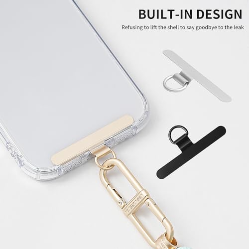Phone Tether Tab,Ultra-thin 0.2mm Bending Design Universal Stainless Steel Phone Lanyard Tab Without Adhesive,Metal Phone Lanyard Replacement Patch for Cell Phone (Gold) - color: B