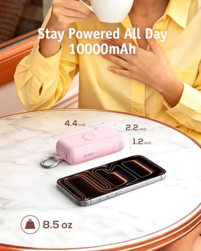 RORRY Flow Portable Charger 10000mAh 40W Wall Plug Power Bank Battery Pack - color: Pink