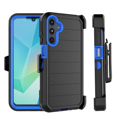 Njjex Rugged Case for Samsung Galaxy A16 5G, for Samsung A16 5G Case with Belt Clip Holster, Built-in Screen Protector Heavy Duty Shockproof Locking Swivel Holster Kickstand Hard Phone Cover [Blue] - color: Black/Blue