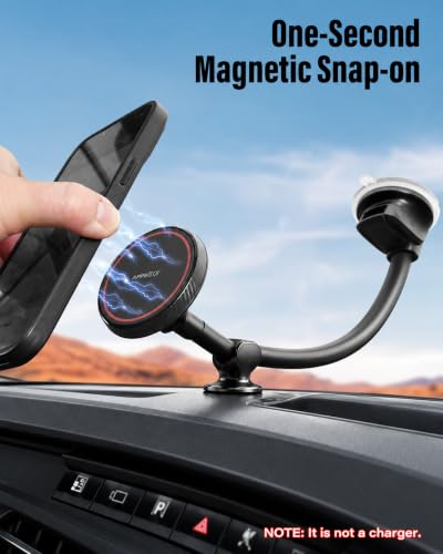 APPS2Car Cell Phone Car Mount for MagSafe, 14'' Windshield Phone Mount - color: Black