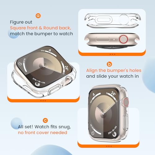 [2 Pack] Bumper Case for Apple Watch Series 9/8/7 41mm, Clear - color: Clear+Clear, size: 41 mm Series 9/8/7