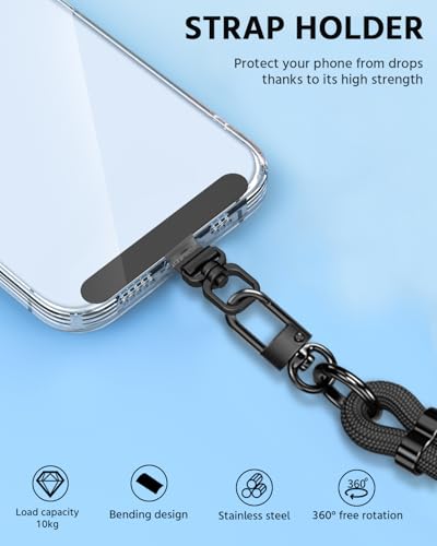 2 Pack Stainless Steel Phone Tether Tabs - Sturdy Universal Lanyard Patches for Phone Cases, 360° Rotatable Metal Phone Lanyard Tab, Anti-Loss & Prevent Phone from Falling（Gold） - color: Gold